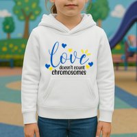 Love Doesnt Count Chromosome Down Syndrome Kids Hoodie