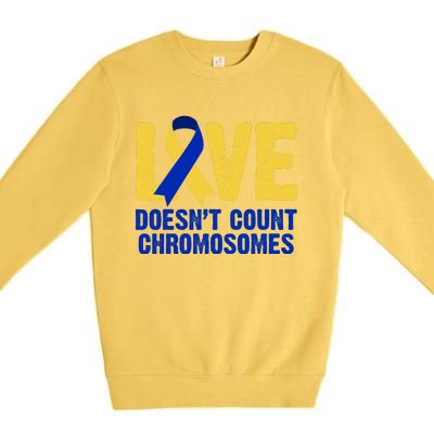 Love Doesn't Count Chromosomes Down Syndrome Premium Crewneck Sweatshirt