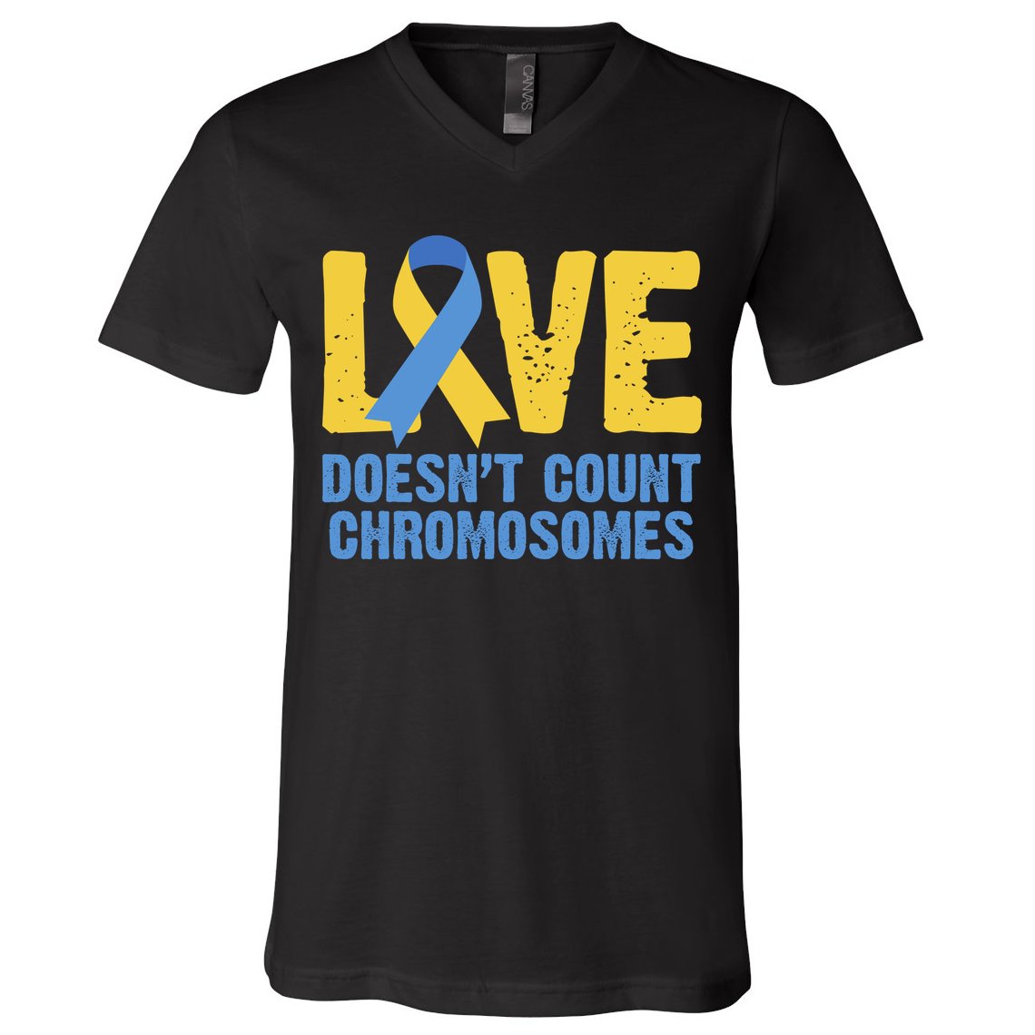 Love Doesn't Count Chromosomes Down Syndrome V-Neck T-Shirt