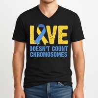 Love Doesn't Count Chromosomes Down Syndrome V-Neck T-Shirt