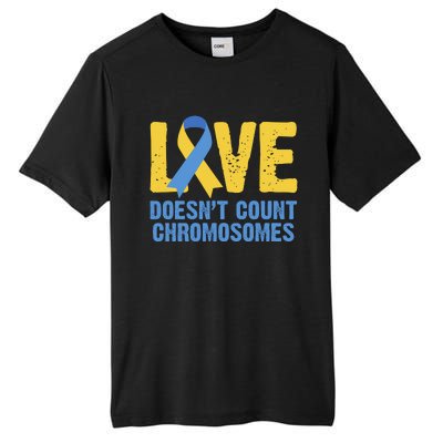 Love Doesn't Count Chromosomes Down Syndrome Tall Fusion ChromaSoft Performance T-Shirt