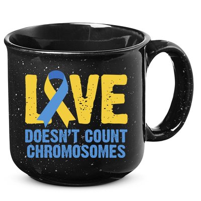 Love Doesn't Count Chromosomes Down Syndrome 15oz Campfire Ceramic Mug