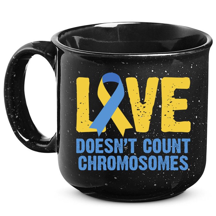 Love Doesn't Count Chromosomes Down Syndrome 15oz Campfire Ceramic Mug