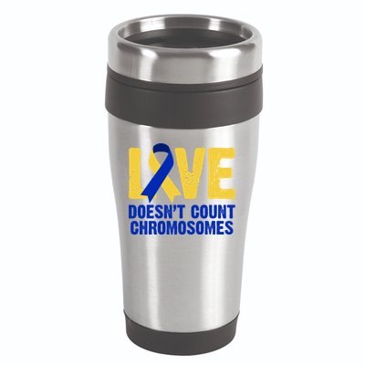 Love Doesn't Count Chromosomes Down Syndrome 16oz Travel Tumbler