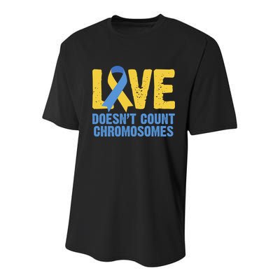 Love Doesn't Count Chromosomes Down Syndrome Youth Performance Sprint T-Shirt