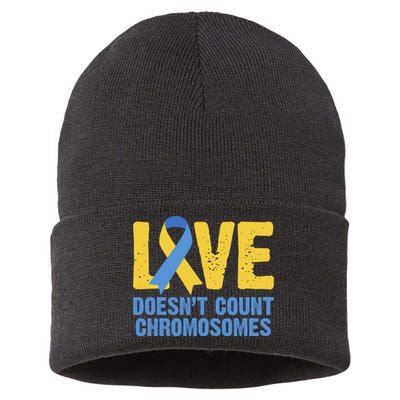 Love Doesn't Count Chromosomes Down Syndrome Sustainable Knit Beanie