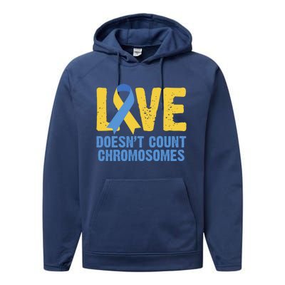 Love Doesn't Count Chromosomes Down Syndrome Performance Fleece Hoodie