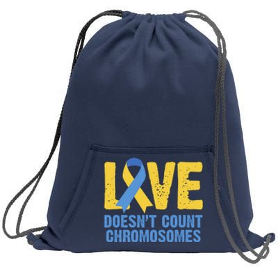 Love Doesn't Count Chromosomes Down Syndrome Sweatshirt Cinch Pack Bag