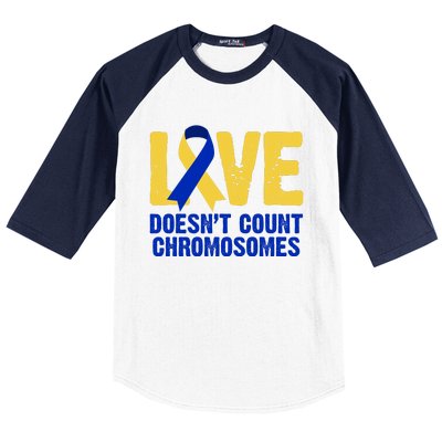 Love Doesn't Count Chromosomes Down Syndrome Baseball Sleeve Shirt