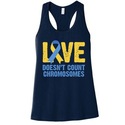 Love Doesn't Count Chromosomes Down Syndrome Women's Racerback Tank