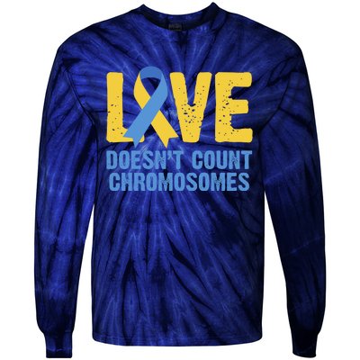 Love Doesn't Count Chromosomes Down Syndrome Tie-Dye Long Sleeve Shirt