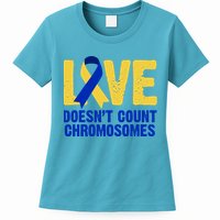 Love Doesn't Count Chromosomes Down Syndrome Womens T-Shirt