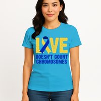 Love Doesn't Count Chromosomes Down Syndrome Womens T-Shirt