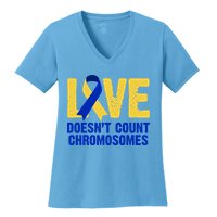 Love Doesn't Count Chromosomes Down Syndrome Women's V-Neck T-Shirt