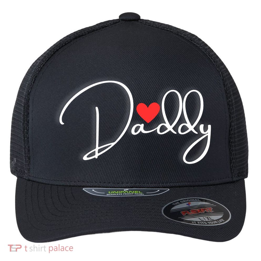 Love Daddy Cute Fathers Day Gift Flexfit Unipanel Trucker Cap