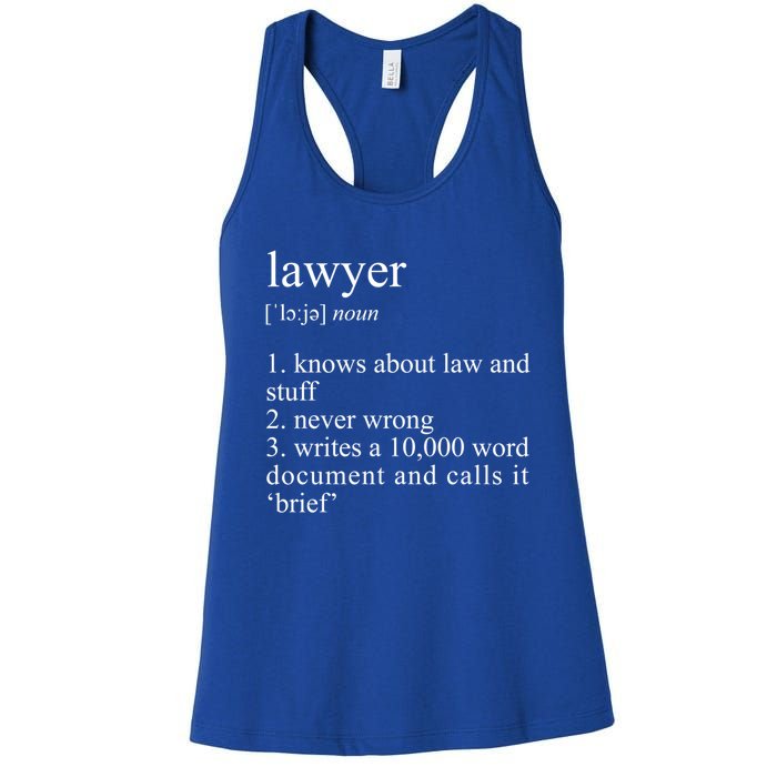 Lawyer Definition Cool Gift Funny Law School Meaningful Gift Women's Racerback Tank