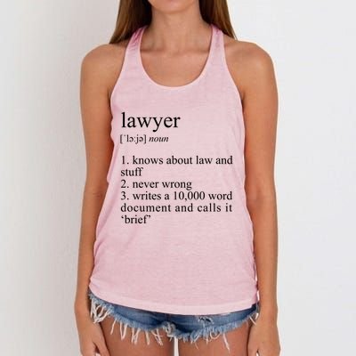 Lawyer Definition Cool Gift Funny Law School Meaningful Gift Women's Knotted Racerback Tank