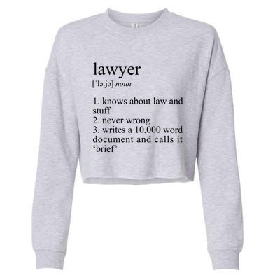 Lawyer Definition Cool Gift Funny Law School Meaningful Gift Cropped Pullover Crew