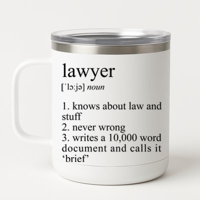 Lawyer Definition Cool Gift Funny Law School Meaningful Gift 12 oz Stainless Steel Tumbler Cup