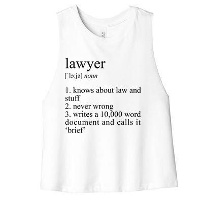 Lawyer Definition Cool Gift Funny Law School Meaningful Gift Women's Racerback Cropped Tank