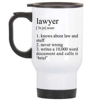 Lawyer Definition Cool Gift Funny Law School Meaningful Gift Stainless Steel Travel Mug