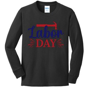 Labor Day Celebration Graphic Kids Long Sleeve Shirt