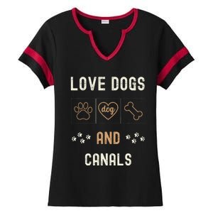 Love Dogs Canals Dog Owners Walker Narrowboat Ladies Halftime Notch Neck Tee