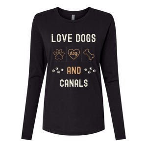 Love Dogs Canals Dog Owners Walker Narrowboat Womens Cotton Relaxed Long Sleeve T-Shirt