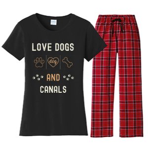 Love Dogs Canals Dog Owners Walker Narrowboat Women's Flannel Pajama Set