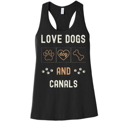 Love Dogs Canals Dog Owners Walker Narrowboat Women's Racerback Tank