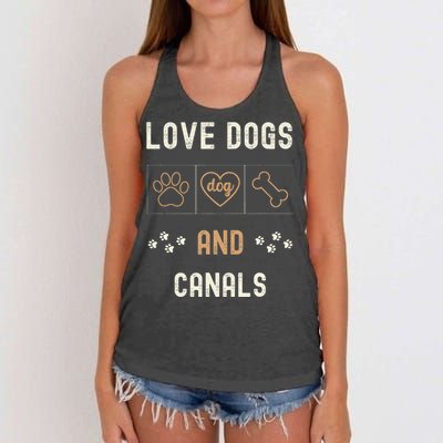 Love Dogs Canals Dog Owners Walker Narrowboat Women's Knotted Racerback Tank