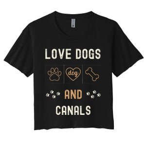 Love Dogs Canals Dog Owners Walker Narrowboat Women's Crop Top Tee