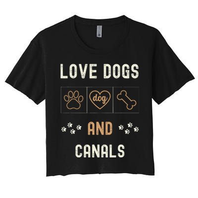 Love Dogs Canals Dog Owners Walker Narrowboat Women's Crop Top Tee