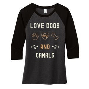 Love Dogs Canals Dog Owners Walker Narrowboat Women's Tri-Blend 3/4-Sleeve Raglan Shirt