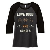 Love Dogs Canals Dog Owners Walker Narrowboat Women's Tri-Blend 3/4-Sleeve Raglan Shirt