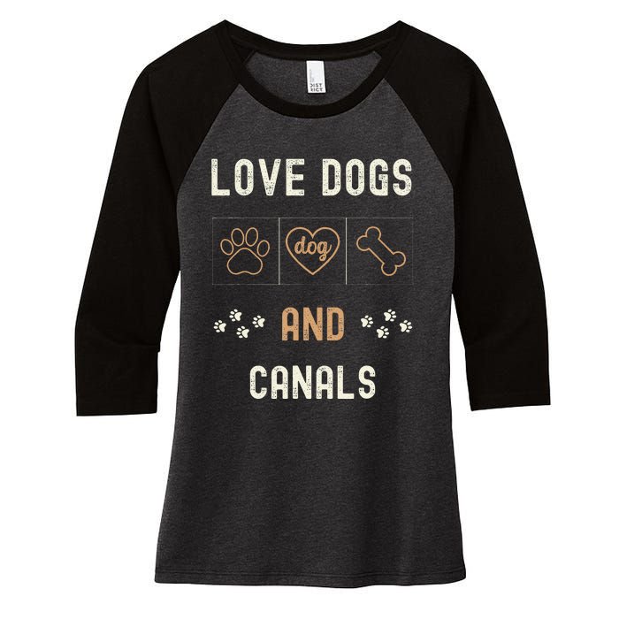 Love Dogs Canals Dog Owners Walker Narrowboat Women's Tri-Blend 3/4-Sleeve Raglan Shirt