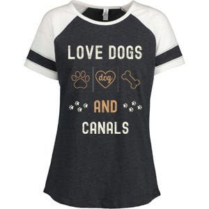 Love Dogs Canals Dog Owners Walker Narrowboat Enza Ladies Jersey Colorblock Tee