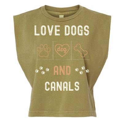 Love Dogs Canals Dog Owners Walker Narrowboat Garment-Dyed Women's Muscle Tee