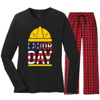 Labor Day Celebration Graphic Women's Long Sleeve Flannel Pajama Set 