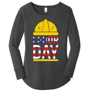 Labor Day Celebration Graphic Women's Perfect Tri Tunic Long Sleeve Shirt