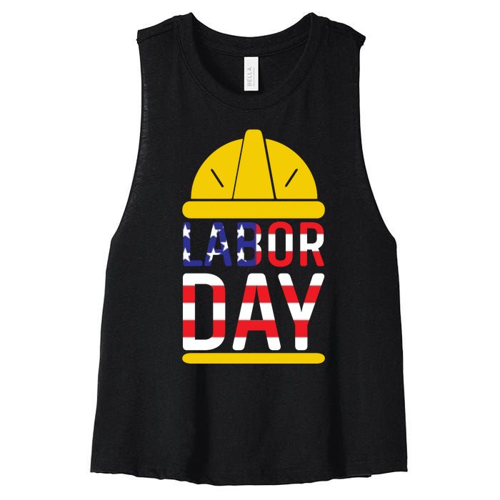 Labor Day Celebration Graphic Women's Racerback Cropped Tank