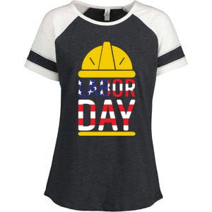 Labor Day Celebration Graphic Enza Ladies Jersey Colorblock Tee