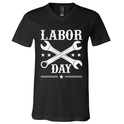 Labor Day Celebration Graphic V-Neck T-Shirt