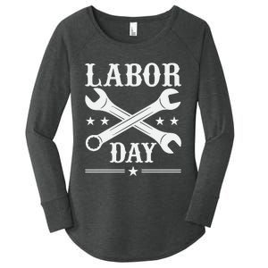 Labor Day Celebration Graphic Women's Perfect Tri Tunic Long Sleeve Shirt