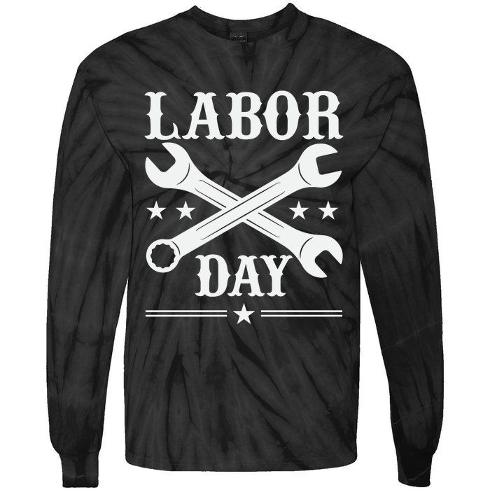 Labor Day Celebration Graphic Tie-Dye Long Sleeve Shirt