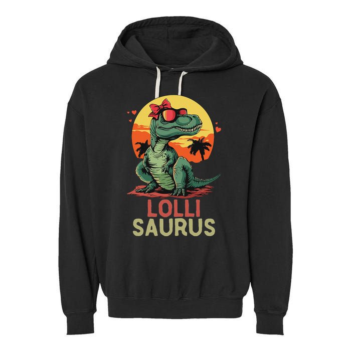 Lollisaurus Dino Dinosaur Lolli Saurus T Rex Funny Trex Garment-Dyed Fleece Hoodie