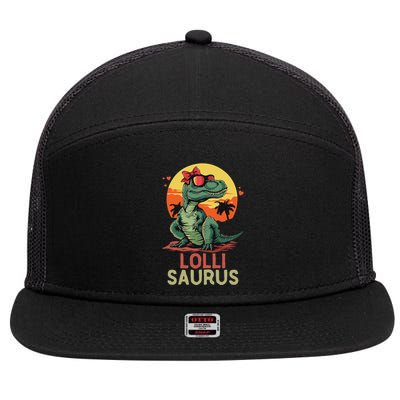 Lollisaurus Dino Dinosaur Lolli Saurus T Rex Funny Trex 7 Panel Mesh Trucker Snapback Hat