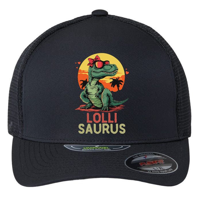 Lollisaurus Dino Dinosaur Lolli Saurus T Rex Funny Trex Flexfit Unipanel Trucker Cap