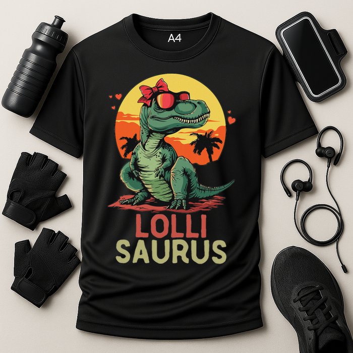 Lollisaurus Dino Dinosaur Lolli Saurus T Rex Funny Trex Performance Shirt