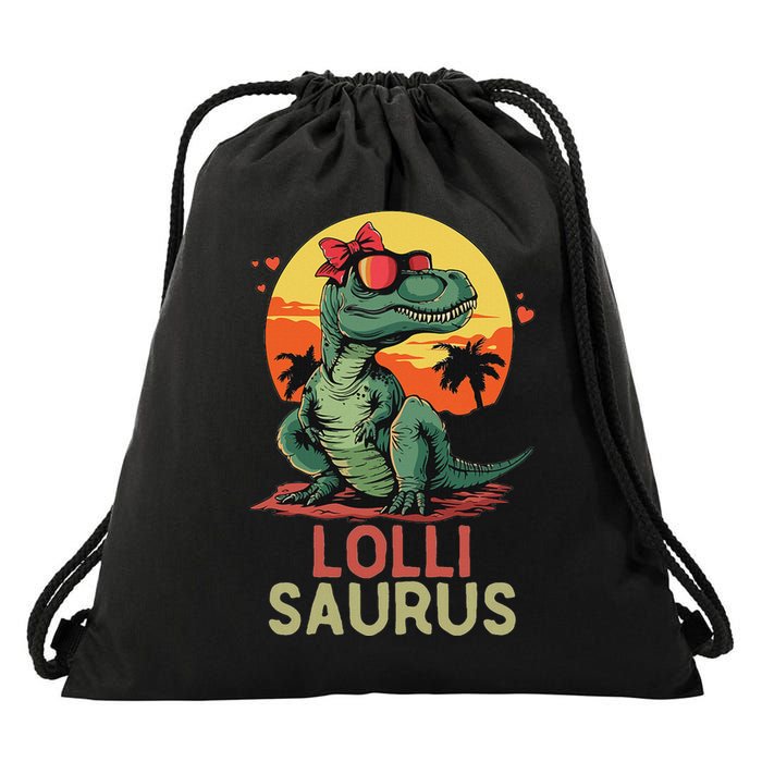 Lollisaurus Dino Dinosaur Lolli Saurus T Rex Funny Trex Drawstring Bag